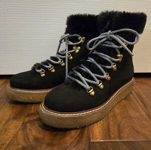 J. Crew Nubuck Winter Boots with Wedge Crepe Sole - Faux Fur